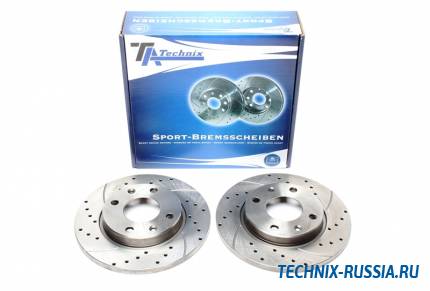 Тормозные диски 247mm с перфорацией и насечками Peugeot 206 седан TA-TECHNIX EVOBS1338P