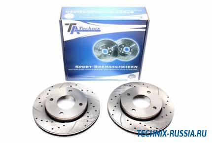 Тормозные диски 256mm с перфорацией и насечками Mitsubishi Colt VI TA-TECHNIX EVOBS20097P