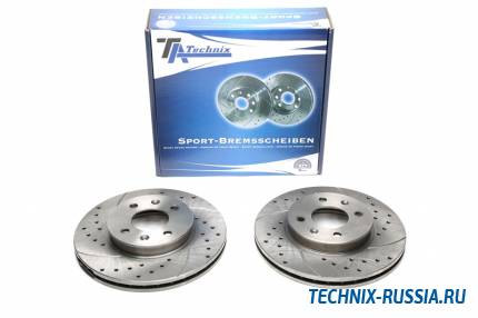 Тормозные диски 256mm с перфорацией и насечками Hyundai Accent III MC седан TA-TECHNIX EVOBS20548P