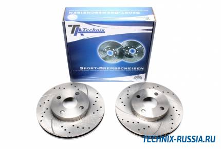 Тормозные диски 255mm с перфорацией и насечками Toyota Corolla седан E12 TA-TECHNIX EVOBS2688P