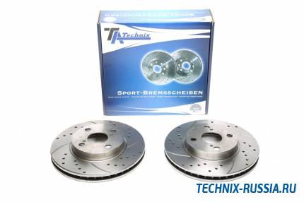 Тормозные диски 255mm с перфорацией и насечками Toyota Corolla седан E12J_ T_ TA-TECHNIX EVOBS2843P