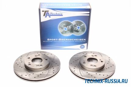 Тормозные диски 282mm с перфорацией и насечками Honda Civic VII Coupe EM2 TA-TECHNIX EVOBS2993P